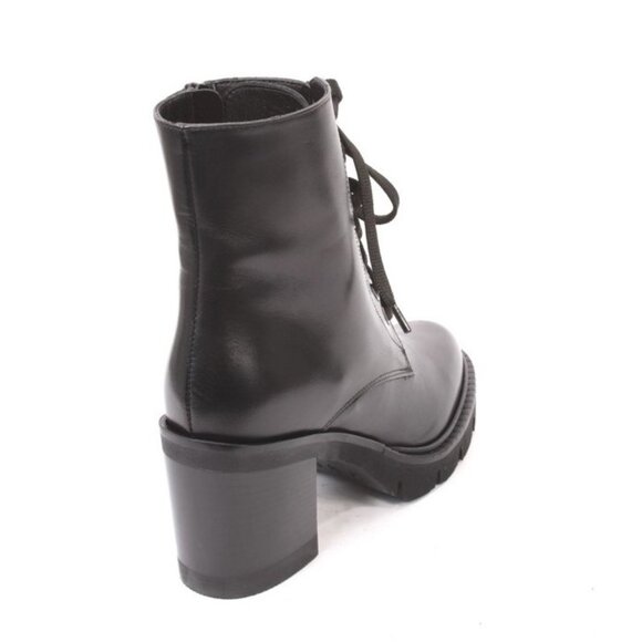 Luca Grossi 182 Black Leather Zip-Up Lace-Up Ankle Boots - Picture 4 of 8